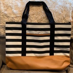 Black and White striped tote